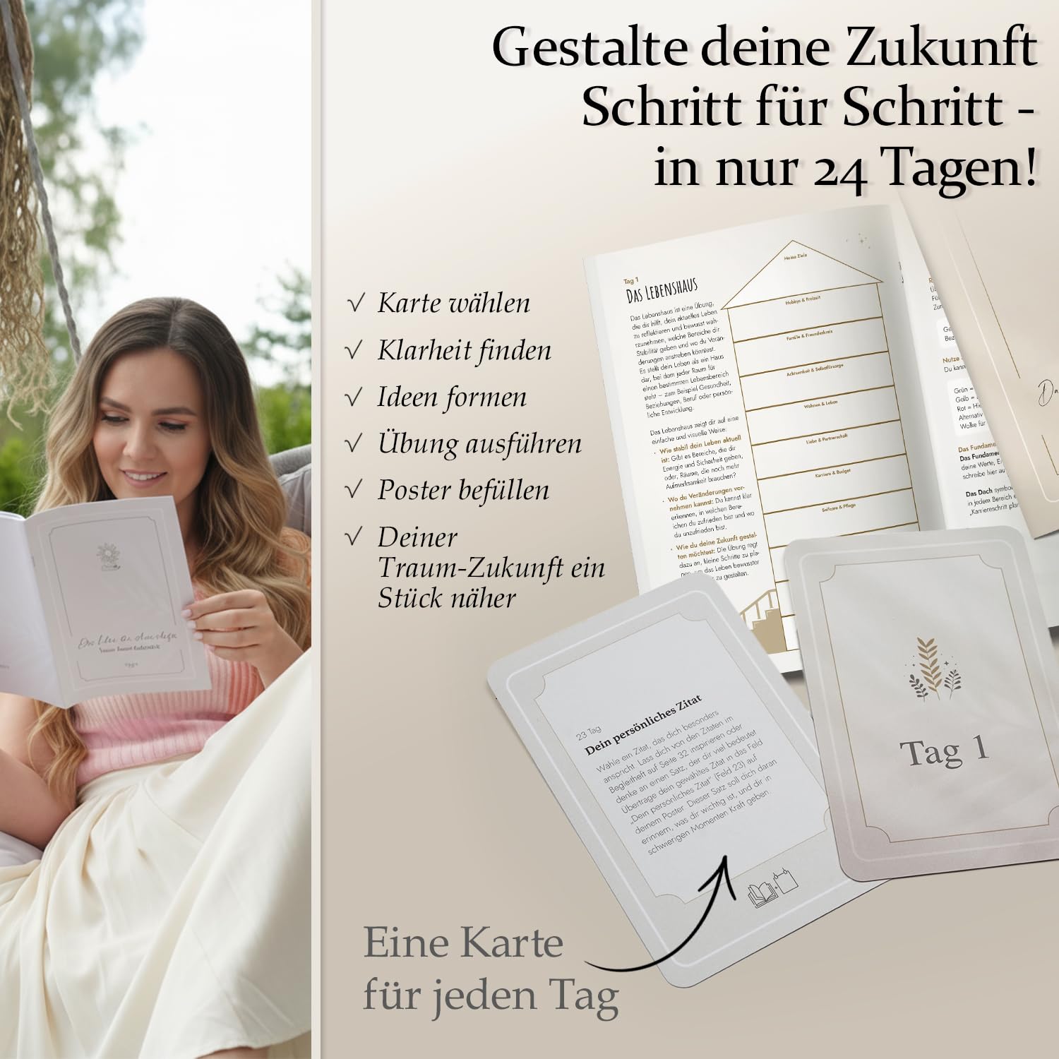 Vision Board Set 2026 – Mit 24 Aufgabenkarten, Poster & Inspirationskarten – Auch als Adventskalender Achtsamkeit 2025 nutzbar – Für Klarheit, Fokus, Motivation & persönliche Weiterentwicklung