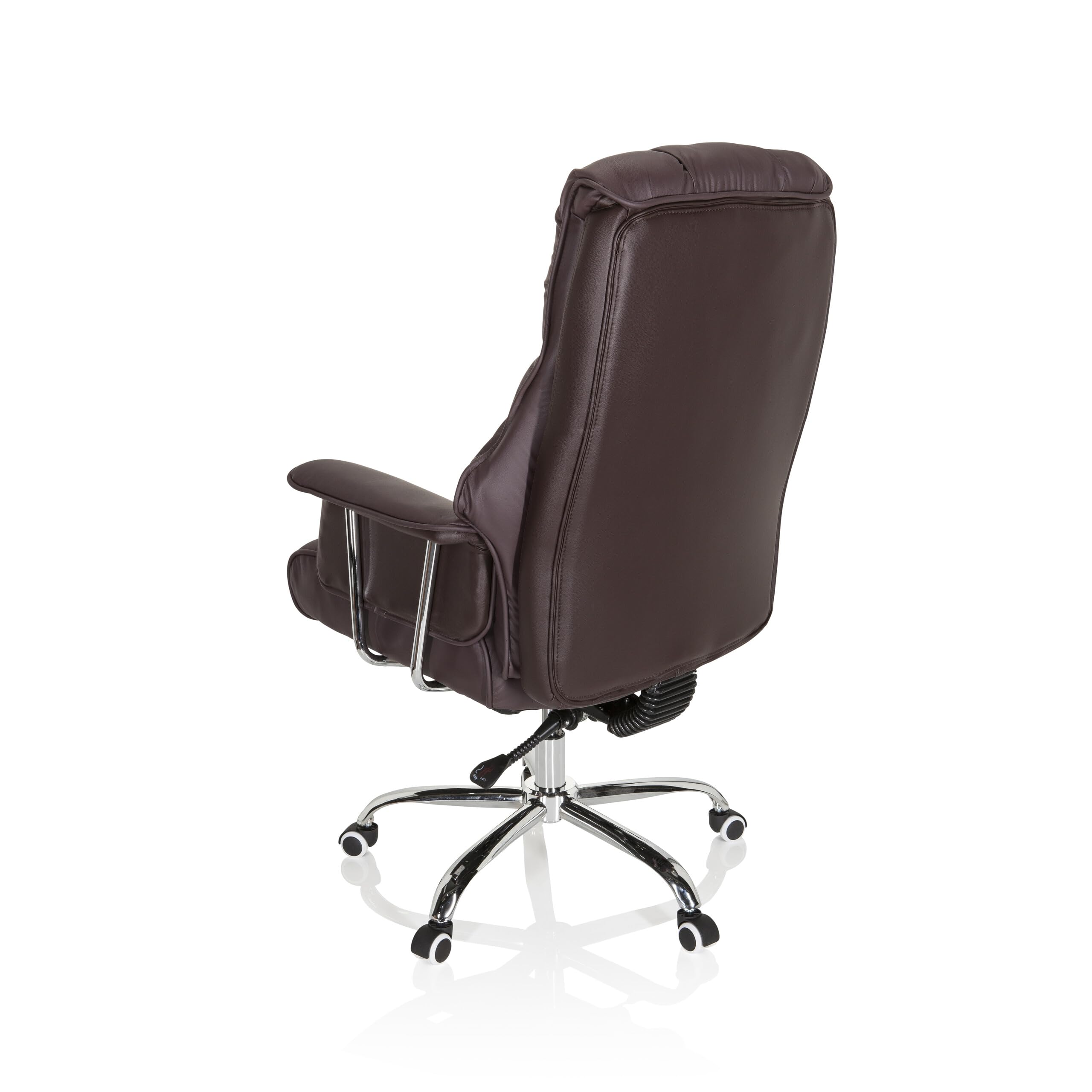 hjh OFFICE 706815 XXL Chefsessel Commander Kunstleder Braun Bürosessel dick gepolstert, Wippfunktion, hohe Rückenlehne