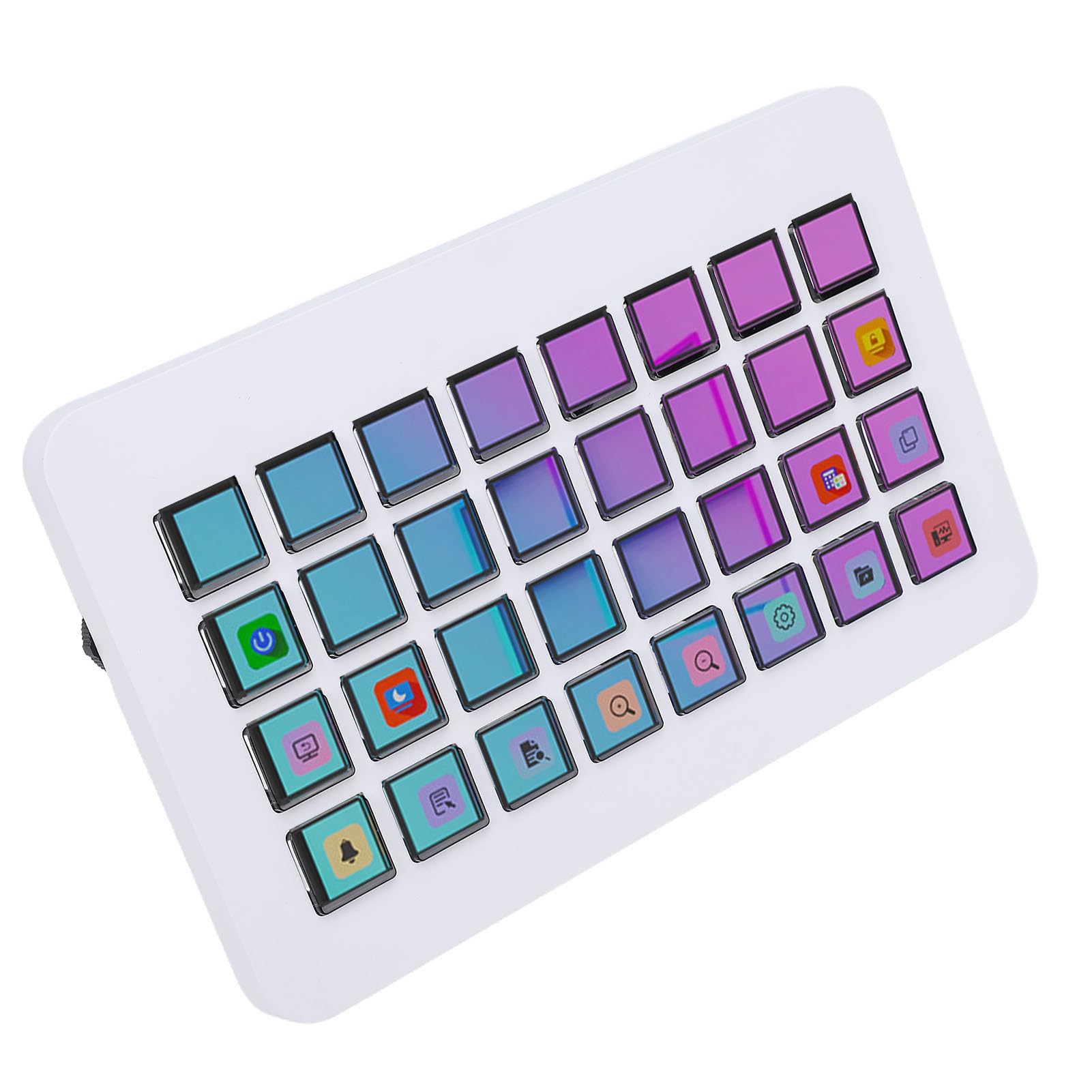 GOWENIC Tastiera Macro a 32 Tasti, Controller LCD Programmabile con Tasti Macro Personalizzabili per Controllare App e Software per PC, Editing Video in Streaming Live e Trasmissi (WHITE)