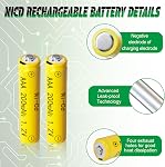 Ni-CD AAA 200mAh 1.2v Solar Batteries 10 Pcs, Triple A 200mAh Rechargeable Battery for Solar Lights, Outdoor Garden Lights, Halloween Light
