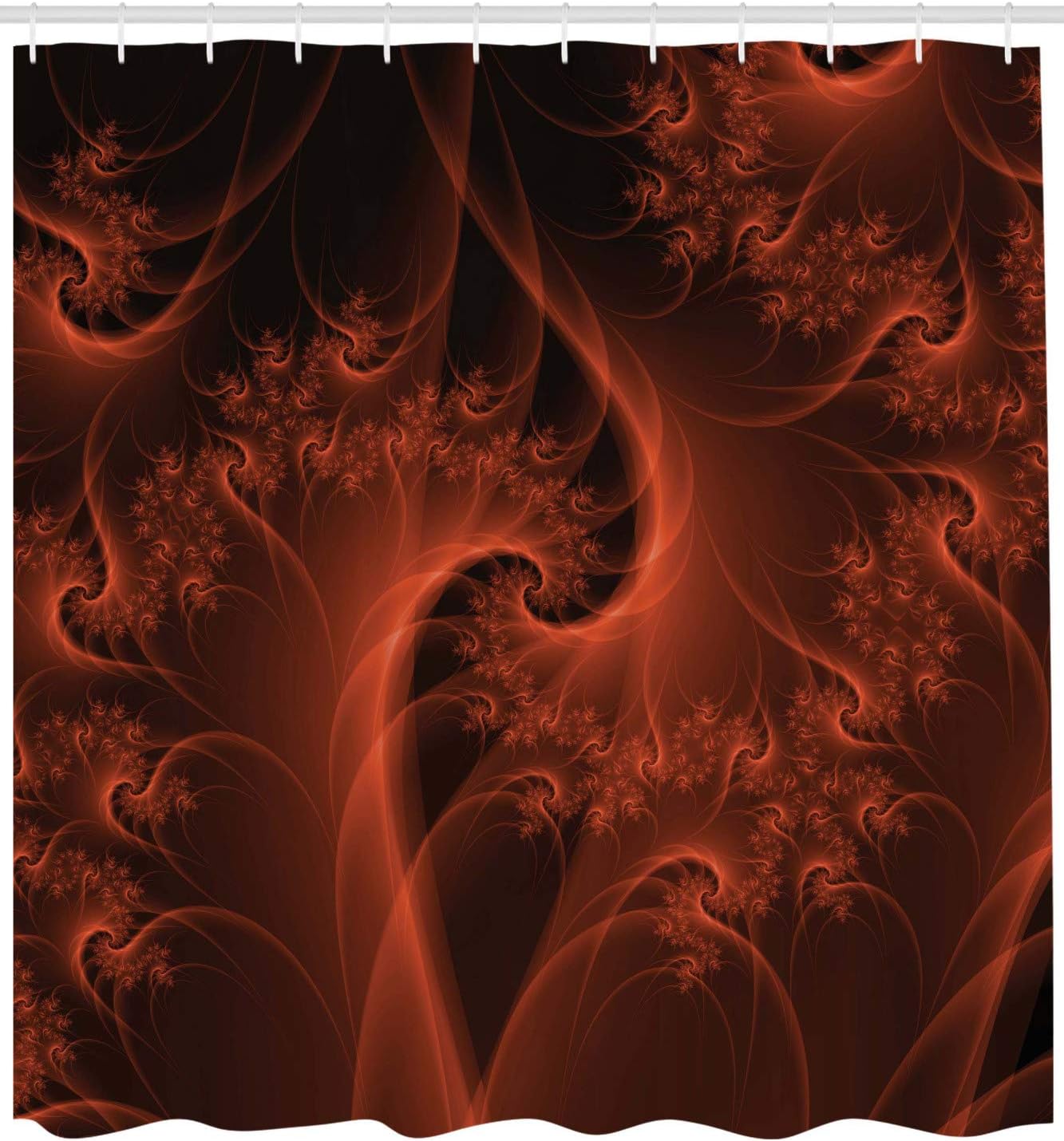 Ambesonne Burnt Orange Shower Curtain, Digital Fractal Image with a Swirling Turning and Moving Floral Lines Modern Graphic Style, Fabric Bathroom Decor Set with Hooks, 69" W x 75" L, Burnt Orange