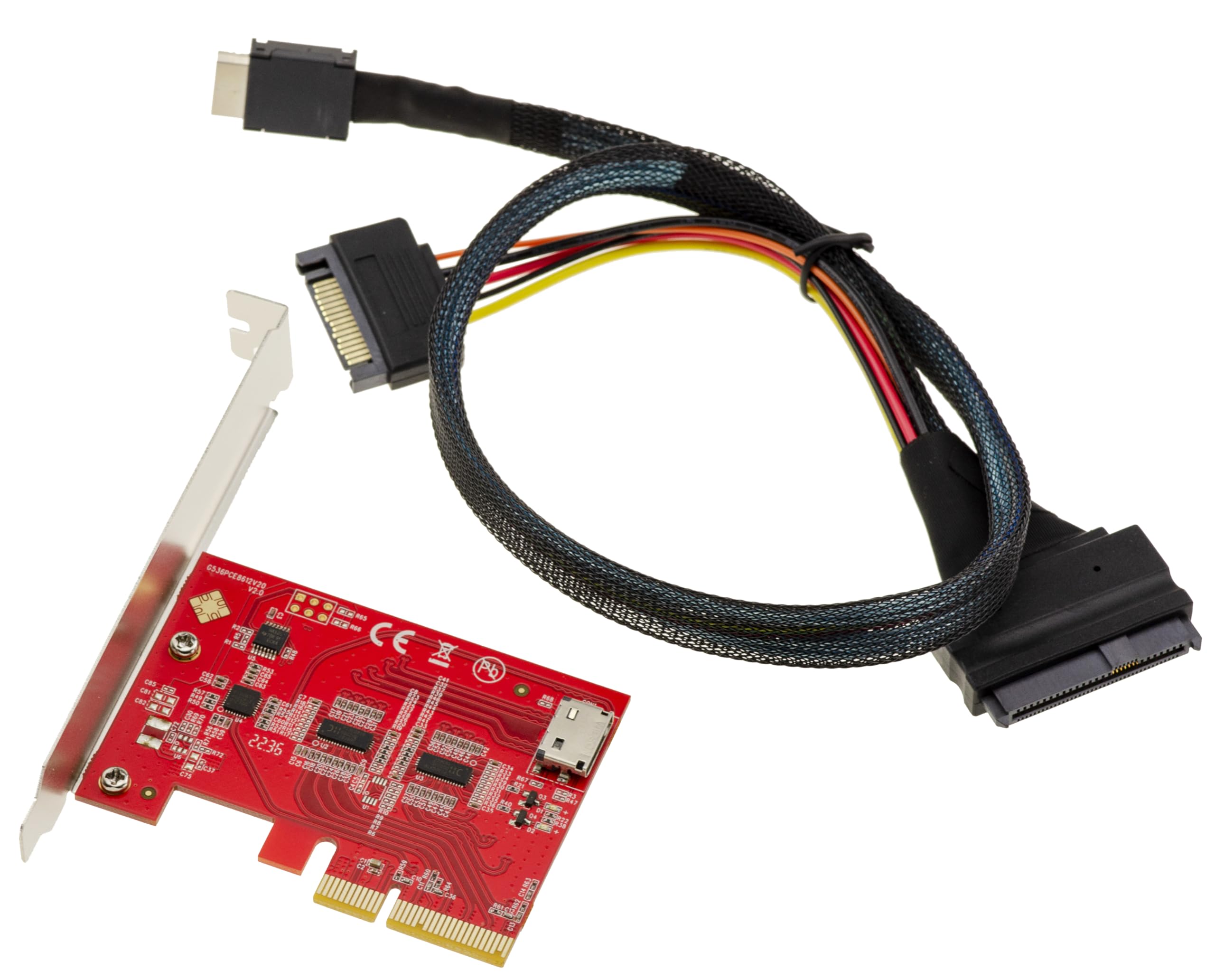 KALEA-INFORMATIQUE Scheda controller Redriver da PCIe Gen 4.0 x4 a Oculink SFF-8612 SFF-8611 con cavo per il montaggio di SSD U2 NVMe SFF-8639