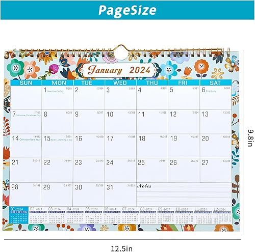 Miniatura 6 de Calendario de pared 2024, calendario de pared 2024-2025, calendario mensual de enero de 2024 a junio de 2025, 13 x 10 pulgadas, papel grueso y