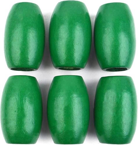 Miniatura 4 de Aylifu 30 cuentas de madera de agujero grande color verde, cuentas ovaladas de madera, cuentas espaciadoras de madera para hacer joyas hechas a