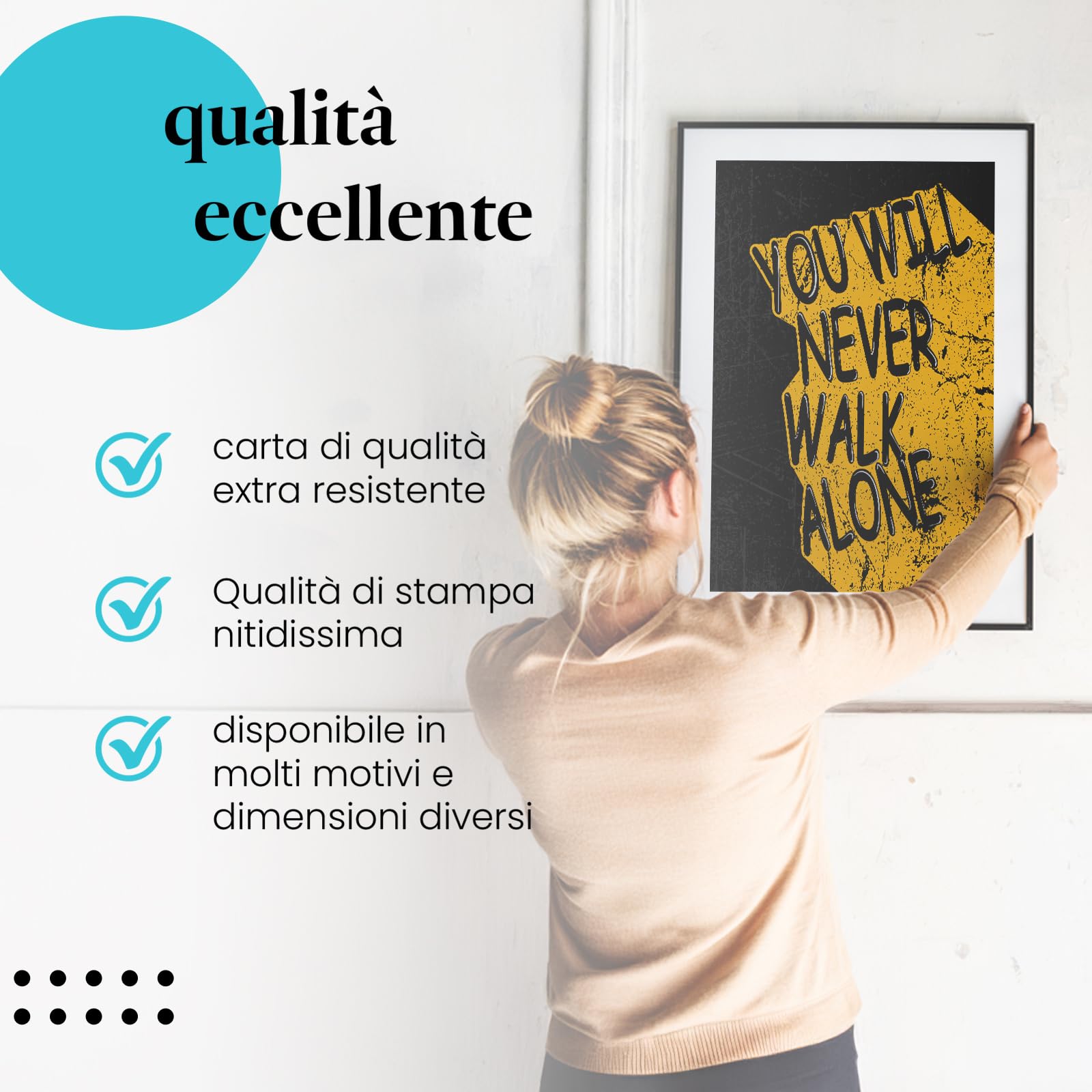 Postereck - 1982 - Poster, You Will Never Walk Alone motivazionale - Stampa con Scritta, Decorazione da Parete, Quadri, Ideen Regalo - Tela - 100,0 cm x 75,0 cm