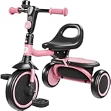 besrey Toddler Tricycle with Bell&comma; Kids Tricycle Age 18 Months to 5 Years&comma; Kids Trike&comma; Toddler Bike for 2-4 Year Olds&comma; Baby Bike&comma; Gifts & Toys for Boys & Girls&comma; Pink