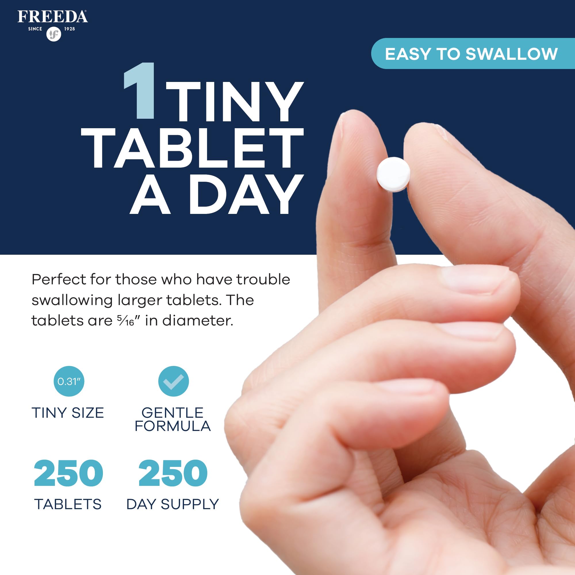 FREEDA Vitamin D3 3000 IU Supplement for Bone Support – 250 Tiny Tablets — Amazon image 5
