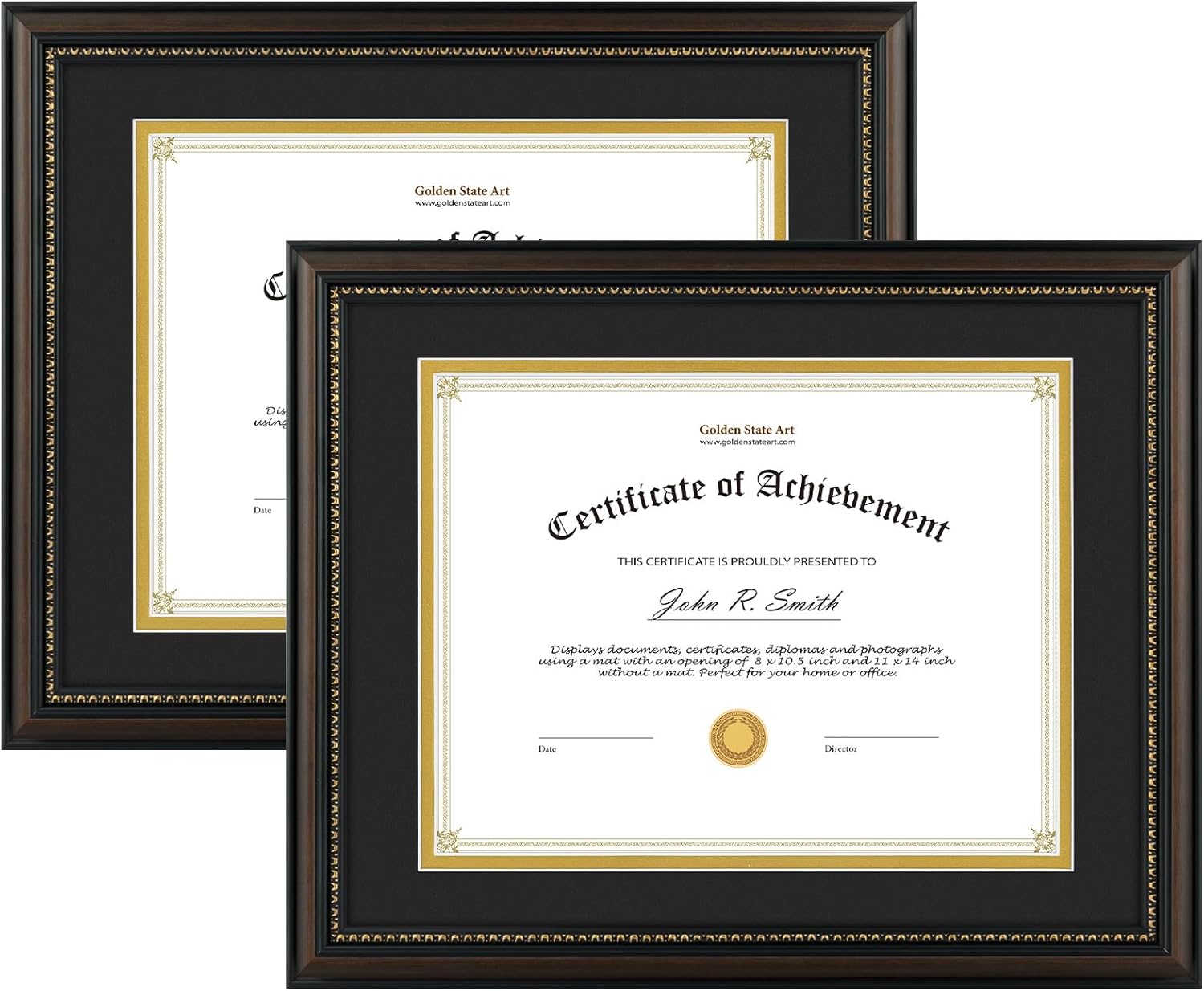 Golden State Art, 8.5X11 Diploma Frame, Solid Wood Brown
