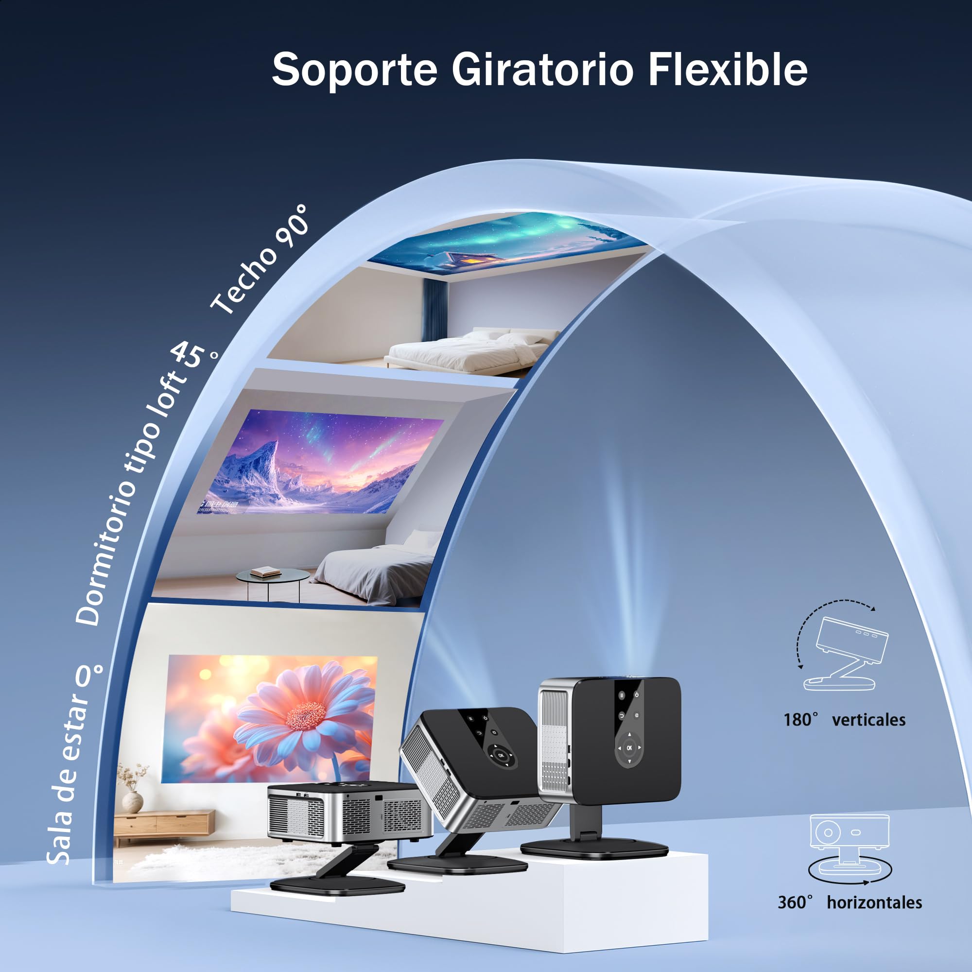 Proyector 4K【1500 ANSI/Google TV/Netflix Oficial】Horlat Proyector 38000Lúmenes Full HD 1080P Nativo,Auto Enfoque,Corrección y Evitación, WiFi6 &Bluetooth 5.2, Control de Voz Projector en Casa/Exterior
