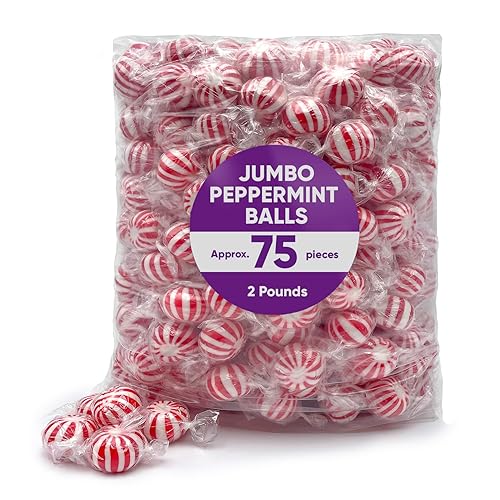 Bolas de menta jumbo de caramelo duro a granel 2 libras aproximadamente 75 piezas de mini bolas de caramelo para rellenos de calcetines de caramelo