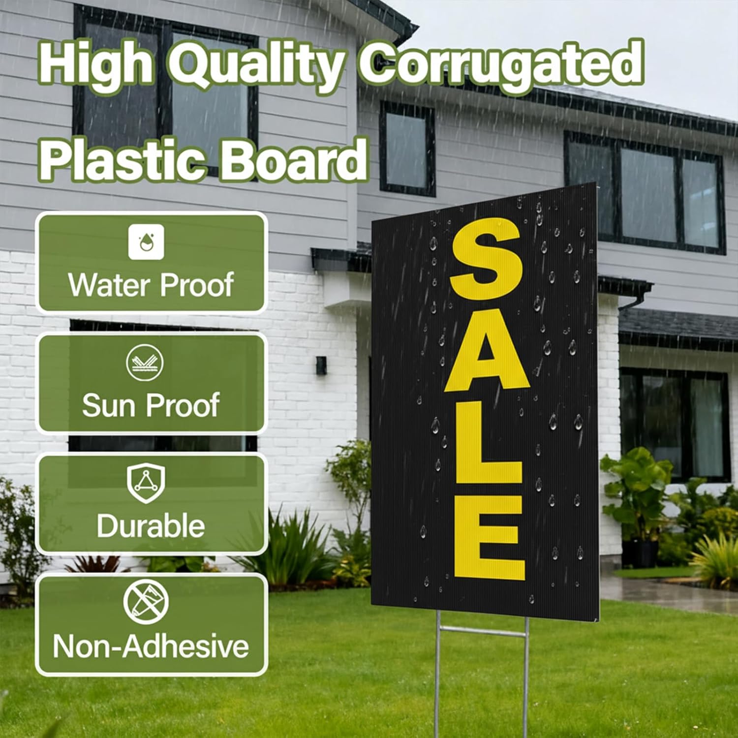 PEKGRIL 24" x 36" Corrugated Plastic Board, 4MM Thick Thick Blank Poster Board, Waterproof Coroplast Sheets, Black Corrugated Plastic Sheets, 4 Pack