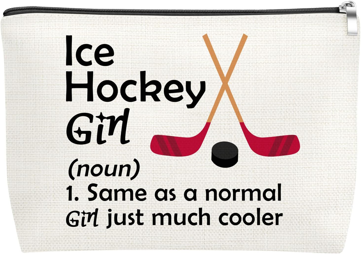 Hockey Lover Gift Inspirational Makeup Bag for Friends Daughter Sports Lovers Hockey Player Gift Cosmetic Pouch Birthday Christmas Thanksgiving Gifts for Hockeys Teams Coach Travel Toiletry Bag