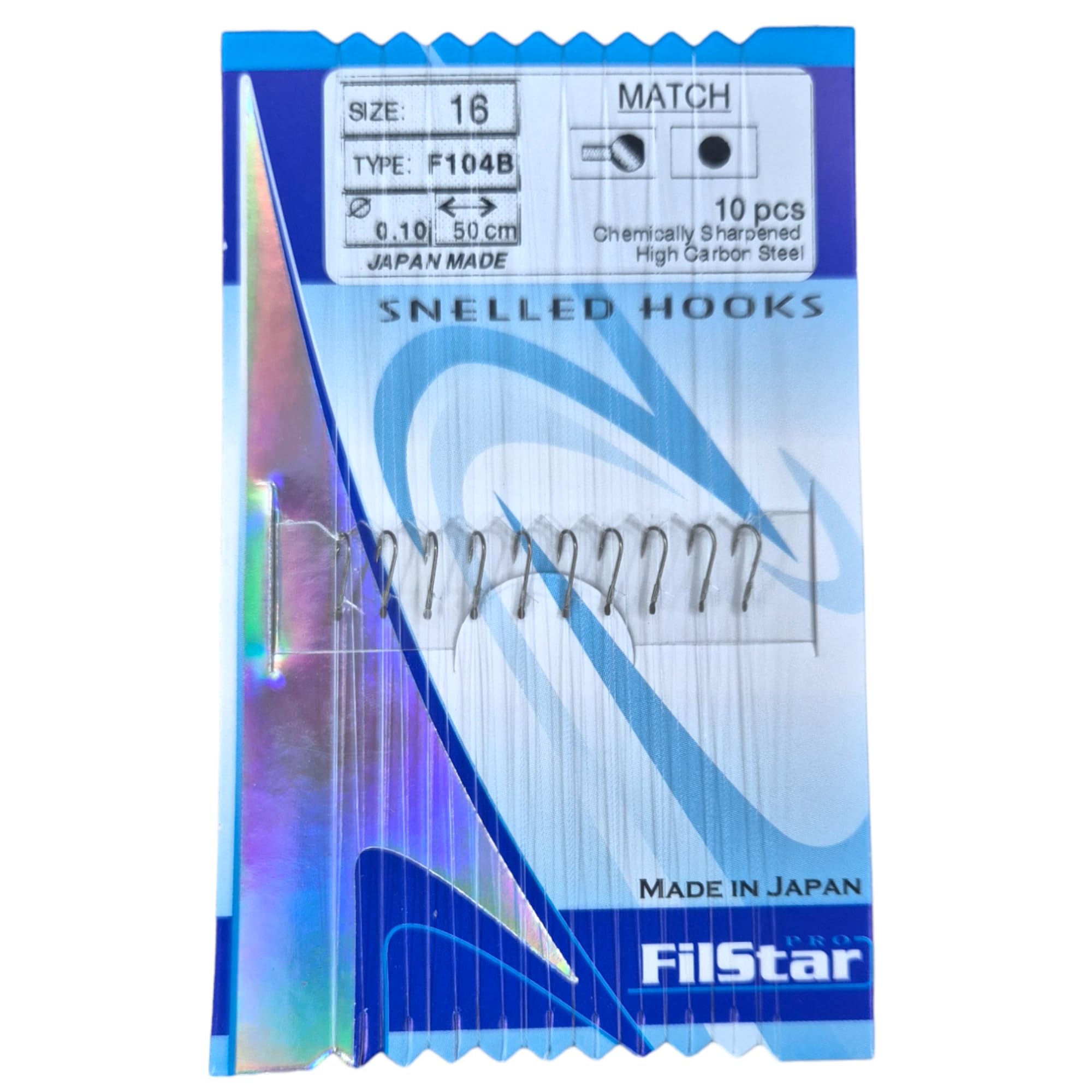 Set di 10 Ami da Pesca Legati Bronzo N16, Filo Monofilo DIA 0,10mm, 50cm - Monofilamento - Accessori - Attrezzatura - Lega Ami - Hooks