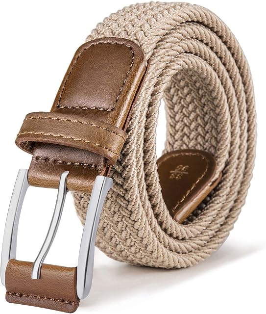 BULLIANT Cinto elástico masculino, tecido trançado 1 3/8 para golfe, calças casuais, calças jeans