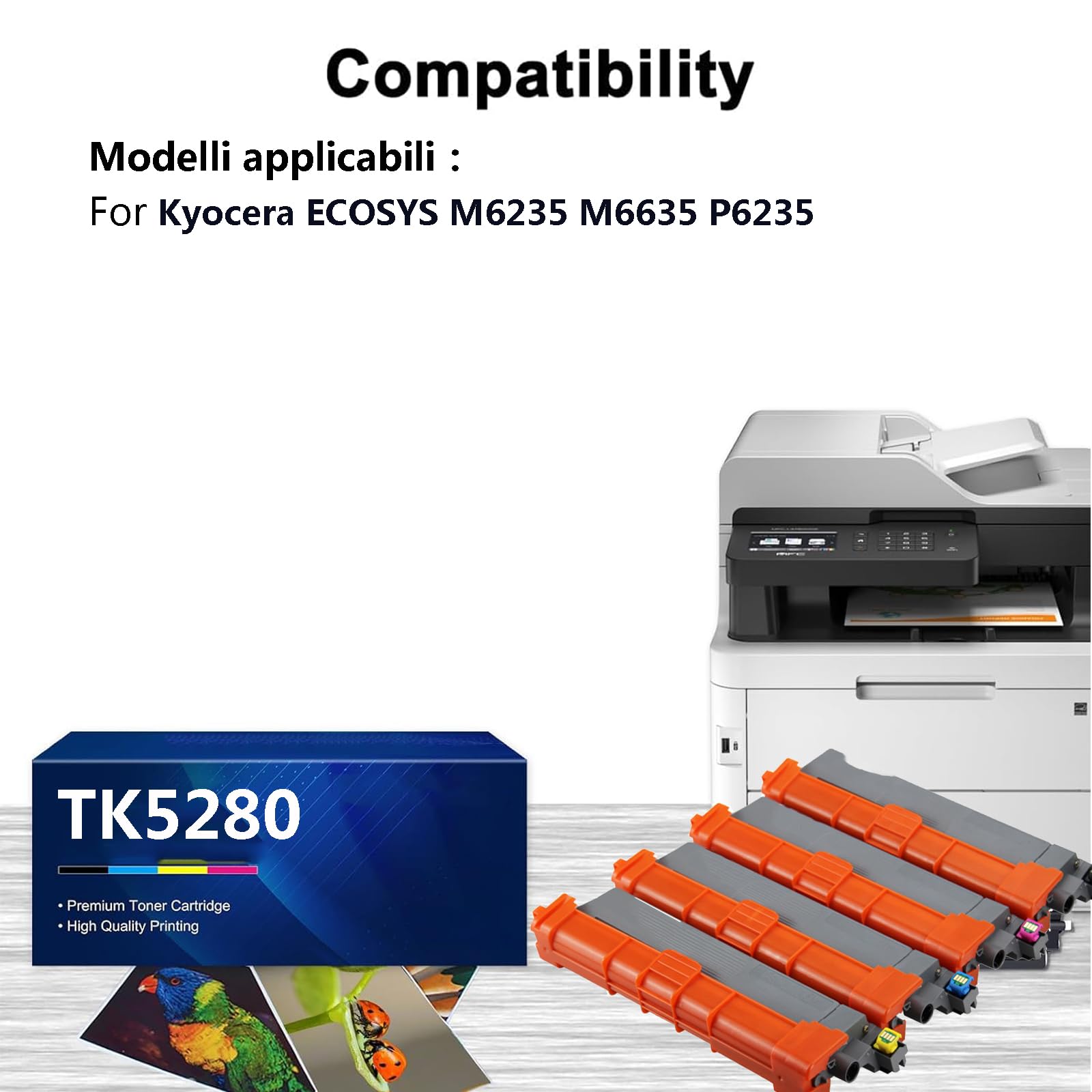 TK5280 Cartuchos de Tóner de Repuesto para Kyocera ECOSYS M6235 M6635 P6235 Impresora【Volumen de Impresión Elevado】,Yellow-1 Pack