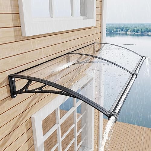Awning for Door Entrance 32x60 Inch, Polycarbonate Canopy Front Door