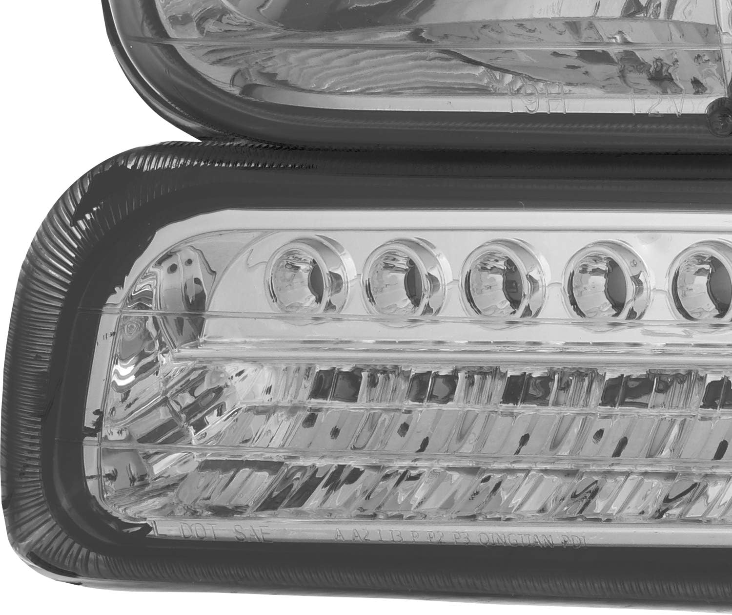 AKKON - For Smoked Smoke 99-02 Chevy Silverado Headlights Replacement + LED Bumper Signal Lights 4pcs Set