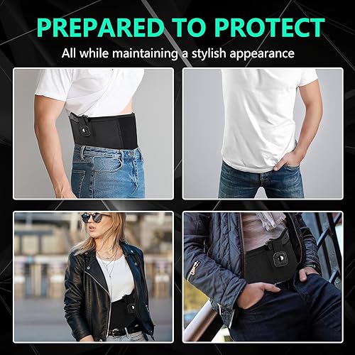 Miniatura 5 de Belly Band Holster, Gun Holster for Women & Men, Waist Holster for Pistols Fits Smith and Wesson, Shield, Glock 19, 17, 42, 43, S&W M&P Shield 9MM