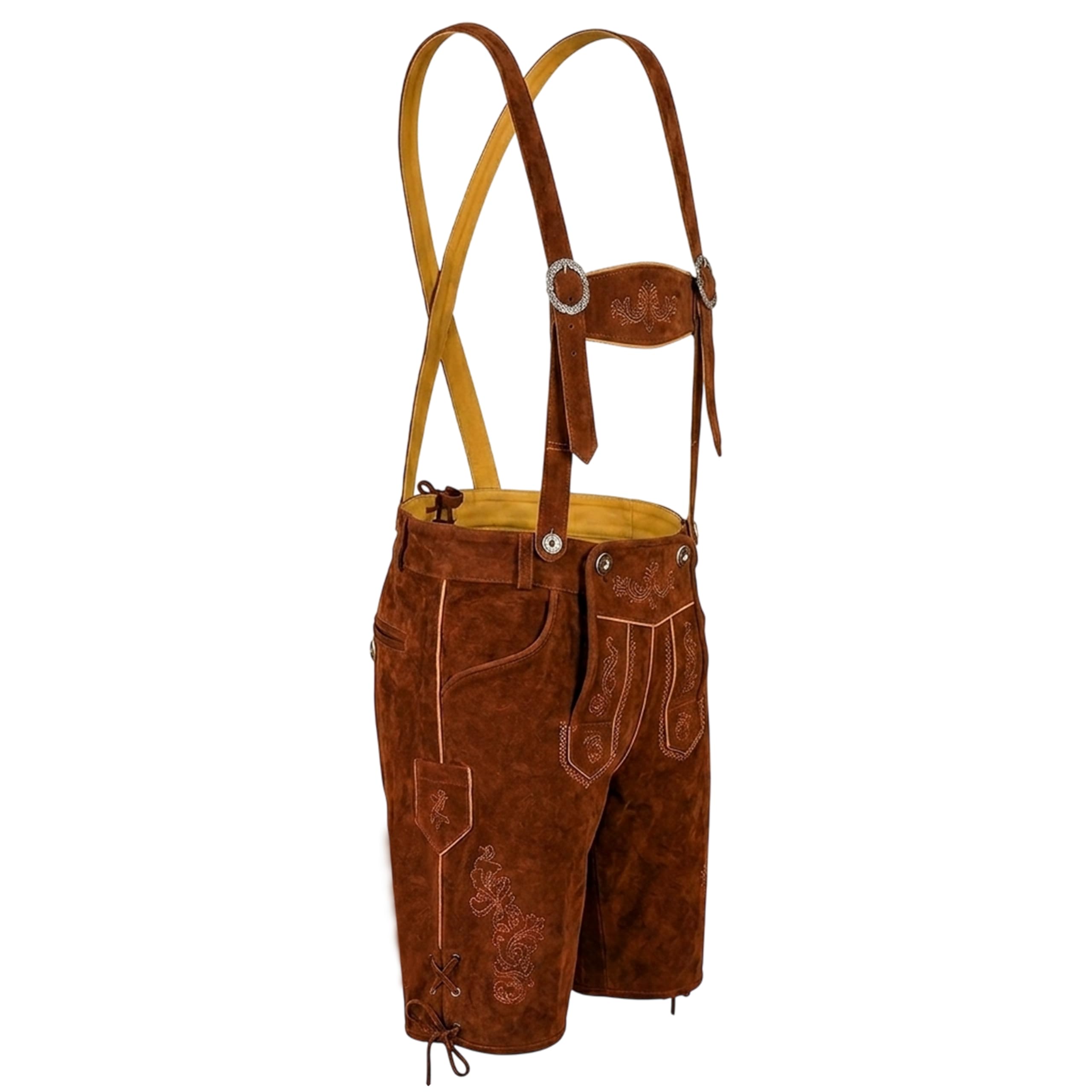 German Wear Trachtenlederhose Herren Premium Nappaleder Echtleder – Verbesserte Lederhose mit Hosenträgern, Traditionell Bayerische Lederhose für Volksfest, Trachtenfest & Freizeit