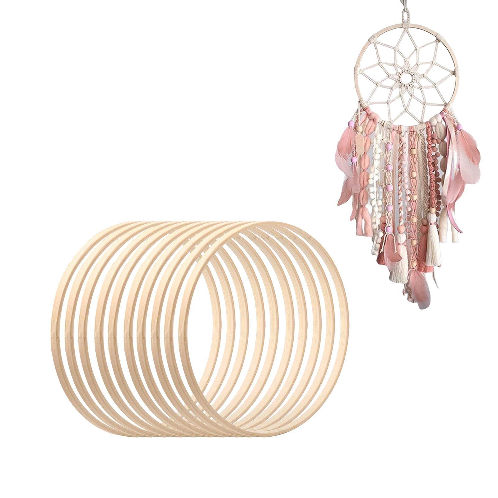 MAGICLULU Lot de 20 cerceaux floraux en bois de bambou pour décoration murale attrape-rêves