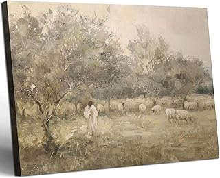 Framed The Good Shepherd Jesus Canvas Wall Art Vintage Jesus with Lamb Poster Print Inspired by Psalm 23 Spiritual Decor for Living Room Prayer Room 16x24 inch Ready to Hang
