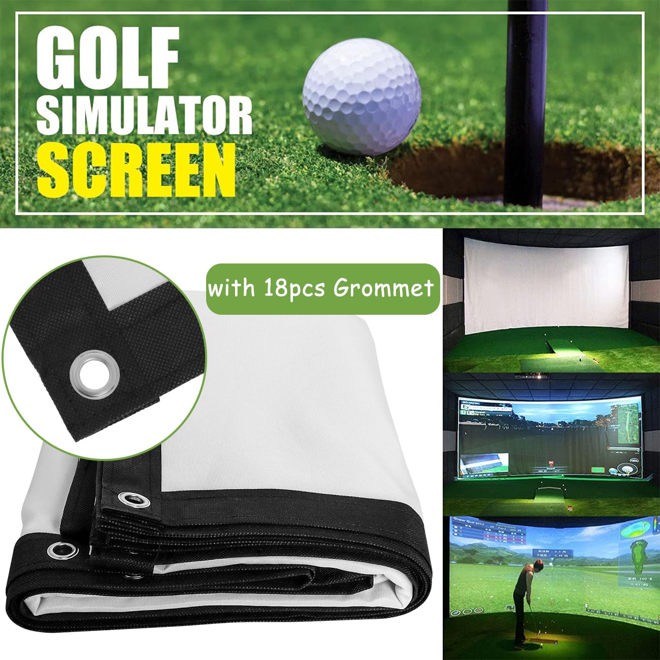 Podoy Golf Simulator Impact Screen 118 x 79 inch for Golf Training ...