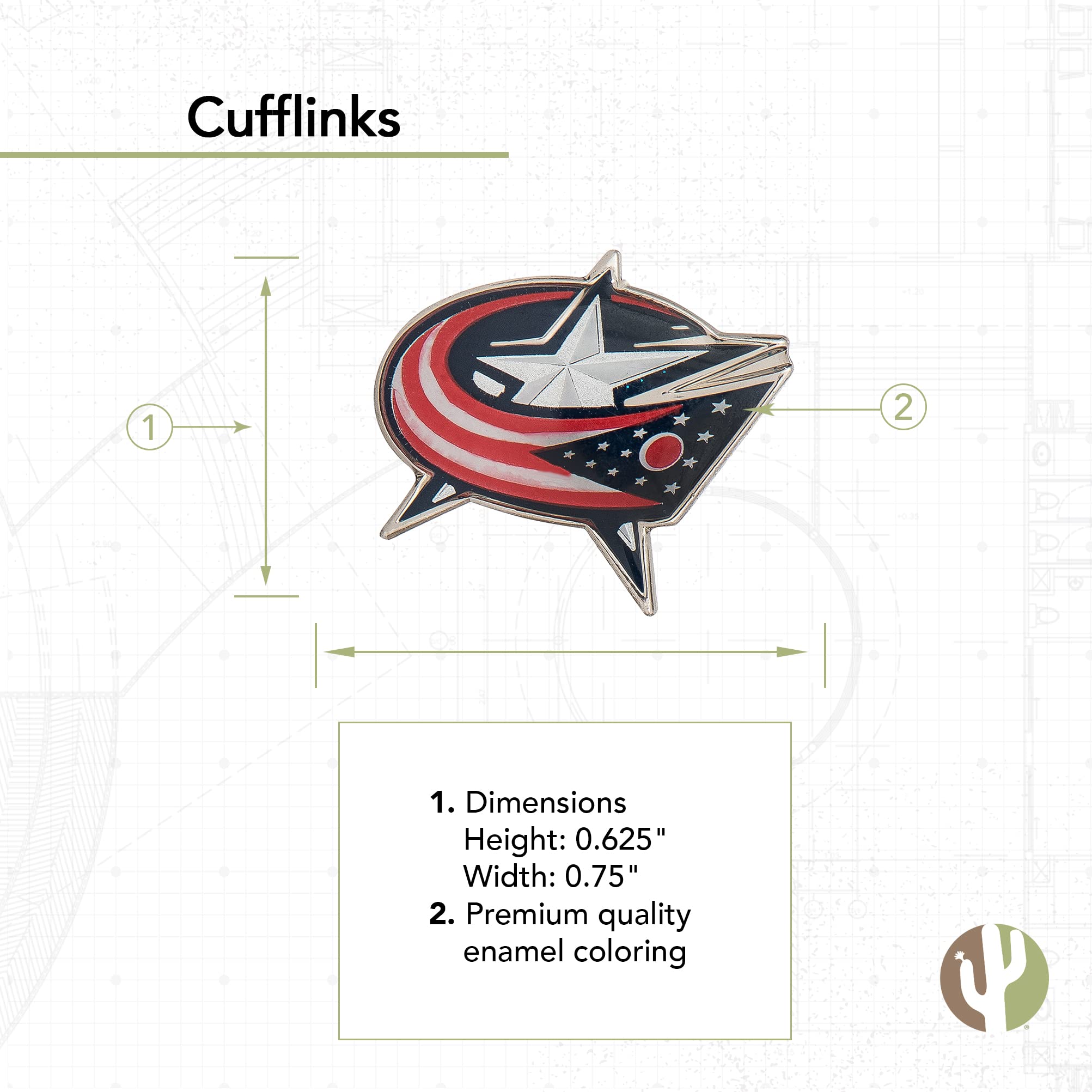 Desert Cactus Columbus Blue Jackets Cufflinks NHL Team Logo National Hockey League Formal Wear (Cufflinks)