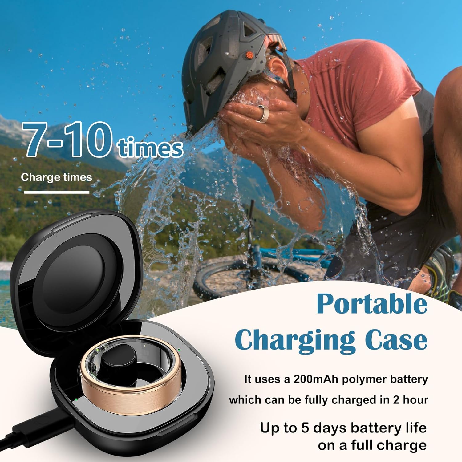 Smart Ring with Sleep Monitor for Women Men,Fitness Tracker with Heart Rate,Blood Oxygen,Steps,IP68 Waterproof Smart Rings,5-7 Days Battery Life for iOS Android,No App Fee（Gold,11）