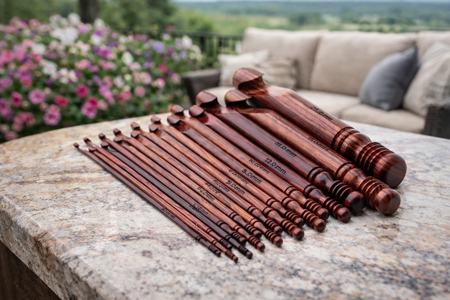 NAGINA SHILP Craft Eska Handcrafted Wooden Crochet Hook Set (6 Inch) – Ergonomic Smooth Handle Crochet Hooks for Knitting & Yarn Work – Natural Wood Finish (Set of 15 Sizes)-image-11
