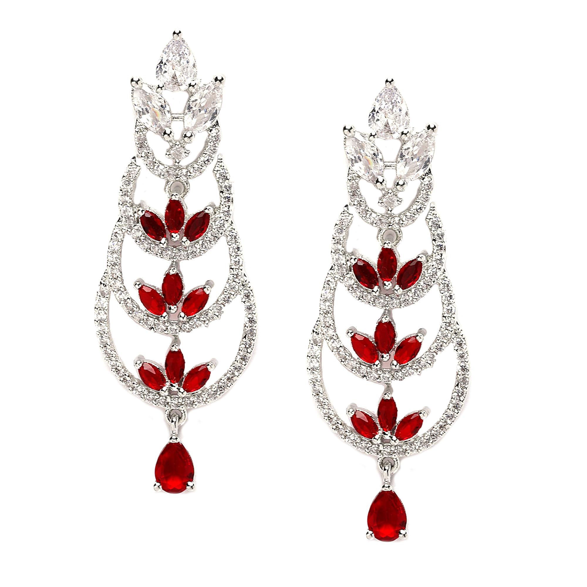 ZENEME Rhodium-Plated American Diamond studded Crescent Drop Earrings For Women & Girls (B0C1JPXB45) Amazon Price History, Amazon Price Tracker