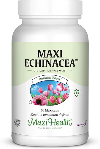 Maxi Health Echinacea - Extracto estandarizado de equinacósidos al 4% - Impulso inmune - 60 cápsulas - Kosher (QECH)
