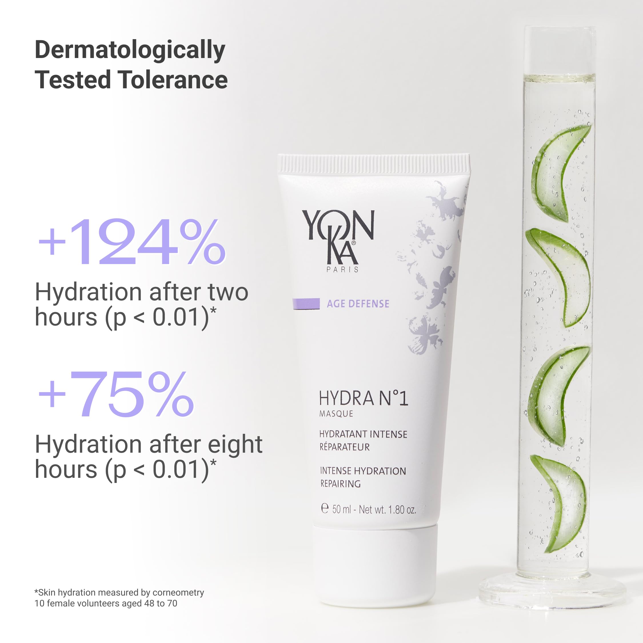 Hydra N°1 Masque Yonka 50ml - Hidratación Intensa - Reparador, Regenerante y Antiarrugas - Textura Gel-Crema - Jojoba y Aloe Vera - Aroma a Rosa y Jazmín.