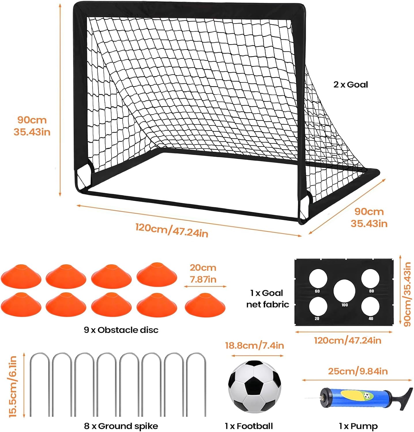 Kids Soccer Goal, Training Equipment, 2 Piece Set for Outdoor, Sturdy Ball Target Feature, Household Utility Category, Goals for Backyard Playground Field Court Indoor Outdoor Play