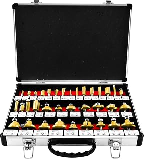 8MILELAKE Tungsten Carbide Tip Router Bits 35pcs Router Bit Set 1/4" Shank for Woodworking