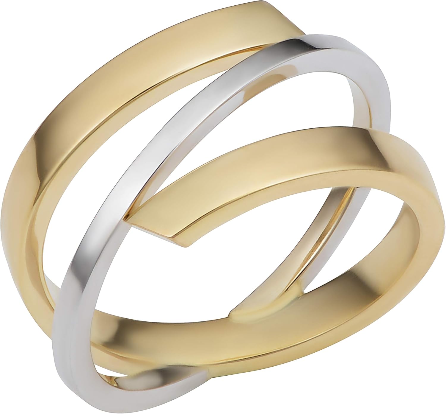 Kooljewelry 10k Two-tone Gold High Polish Stylish Bypass Ring (size 5, 6, 7, 8 or 9)