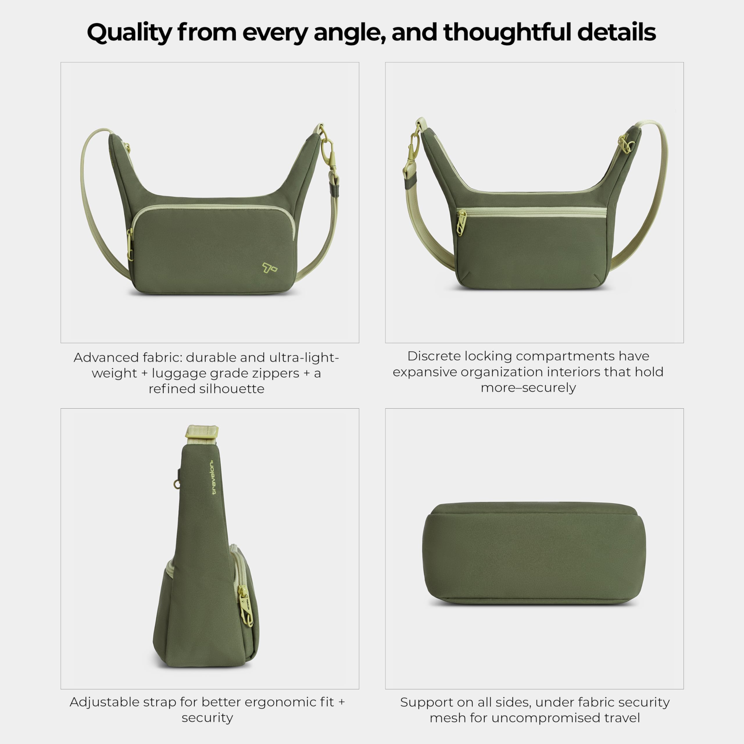 Travelon Anti-Theft The Voyages East/West Crossbody, Borsa a Tracolla Unisex-Adulto, 9.75" W x 6" H (Center) x 10" H (Wing) x 4.75" D