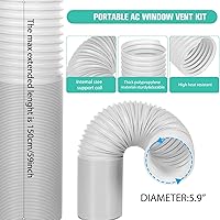 Vista 4 de Kit de ventilación de ventana de CA portátil con manguera de escape de 5.9 pulgadas, kit de sellado de ventana de aire acondicionado portátil