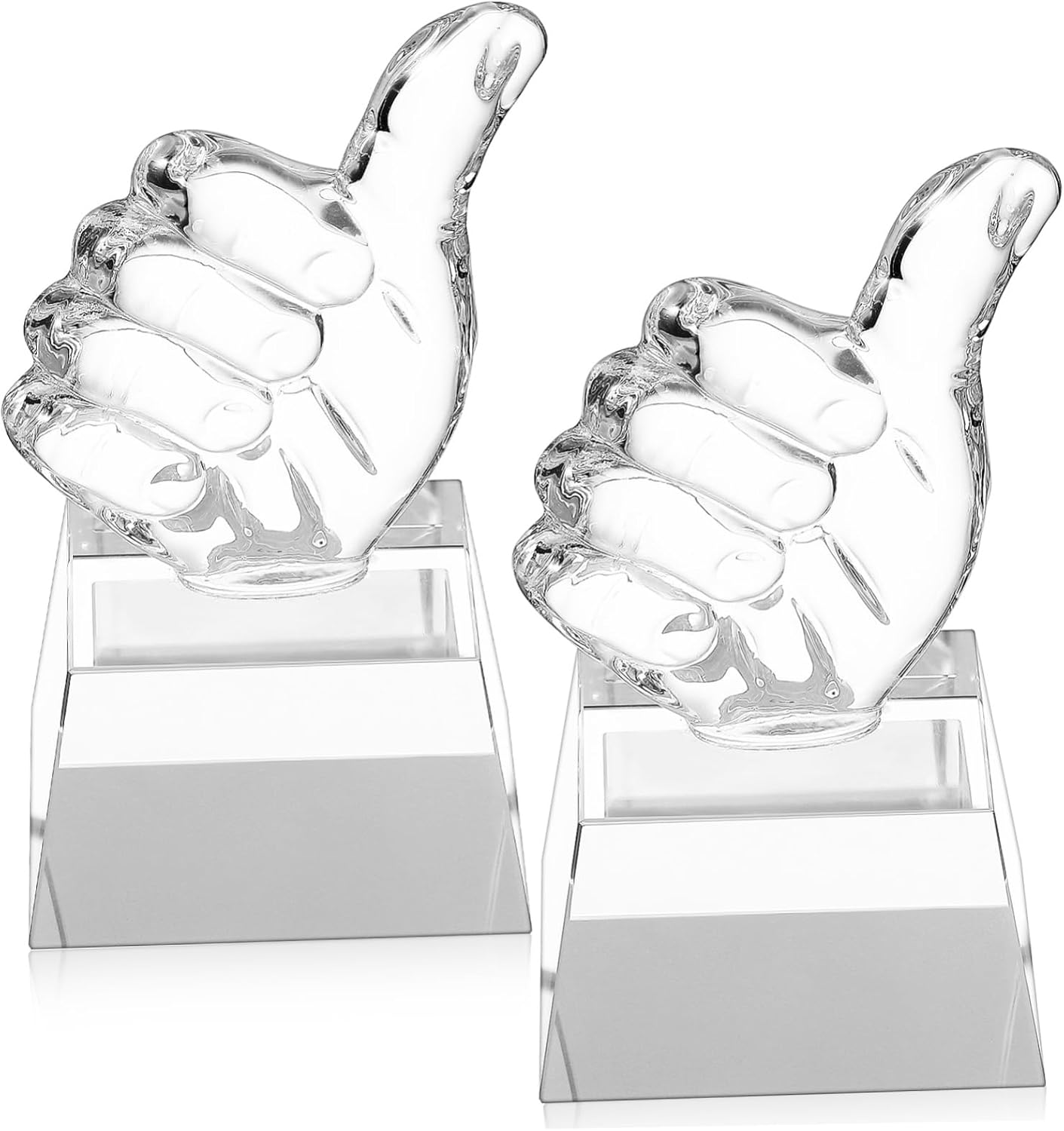KICHOUSE 2pcs Thumb up Award Trophy Crystal Trophies for Classroom Award Celebration Decorative Model High Transparency