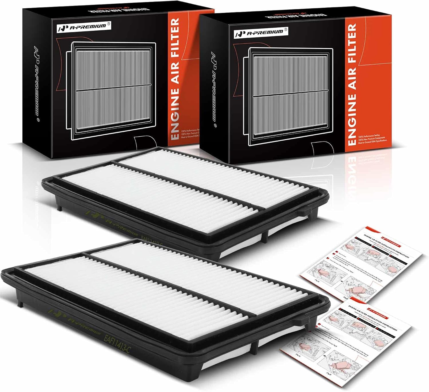 A-Premium 2-PC Engine Air Filter Compatible with Acura RDX 2013 2014 2015 2016 2017 2018, Rigid Panel, Replace# 17220R8AA01