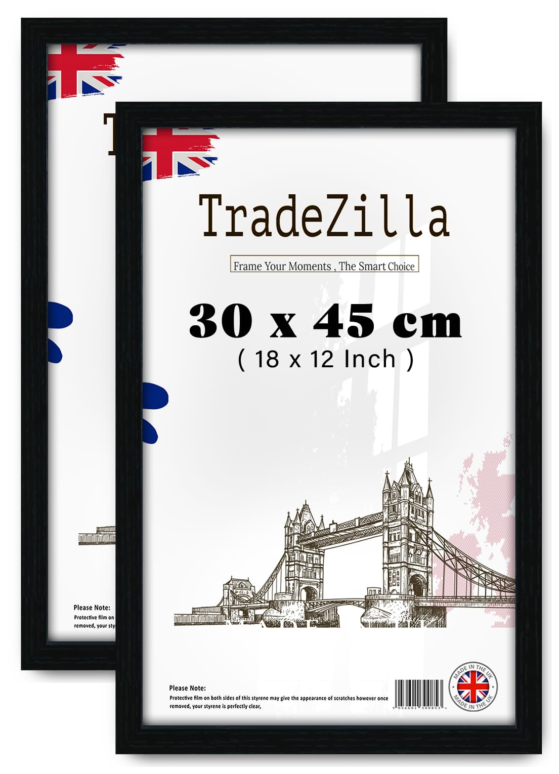Tradezilla Black Pack Of 2 Luxurious Medium (30 X 45 Cm) Poster Frame Engineered Wood, 18 X 12 Inch Horizontal/Vertical Display Seasonal/Occasion Gifts [ ]
