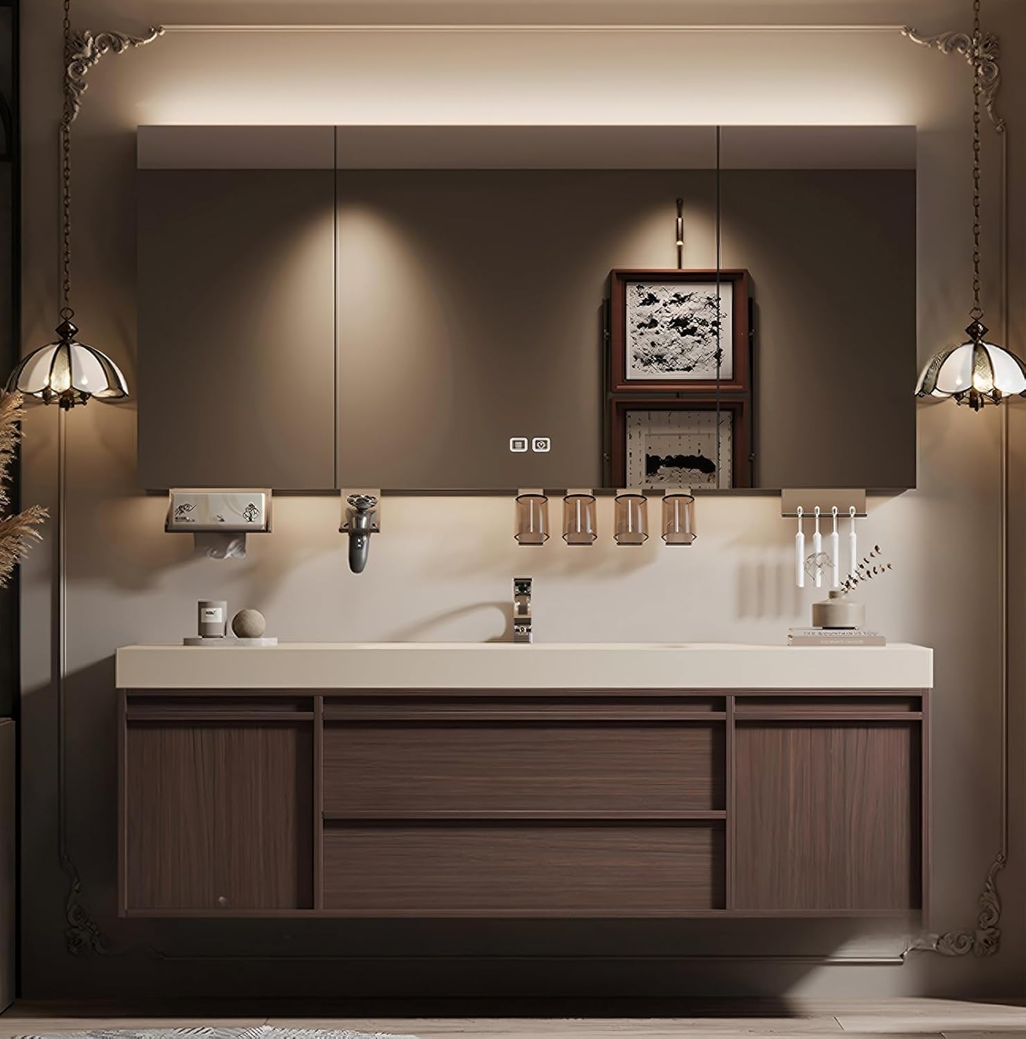 kmnub 48 inch Bathroom Vanity Set - Solid Wood Floating Sink Cabinet ...