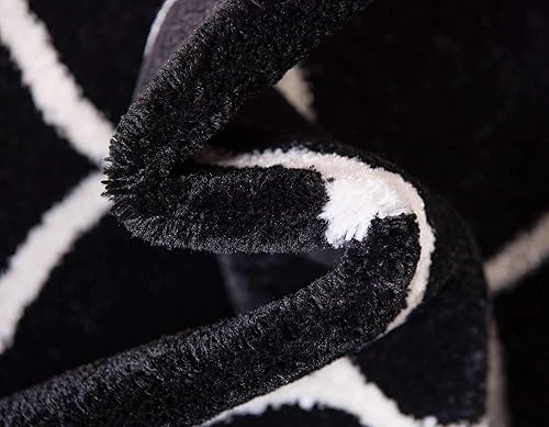 Miniatura 7 de Unique Loom - Alfombra redondeada de la colección Trellis Frieze (4 pies 1 pulgada x 6 pies 1 pulgada, color negromarfil)