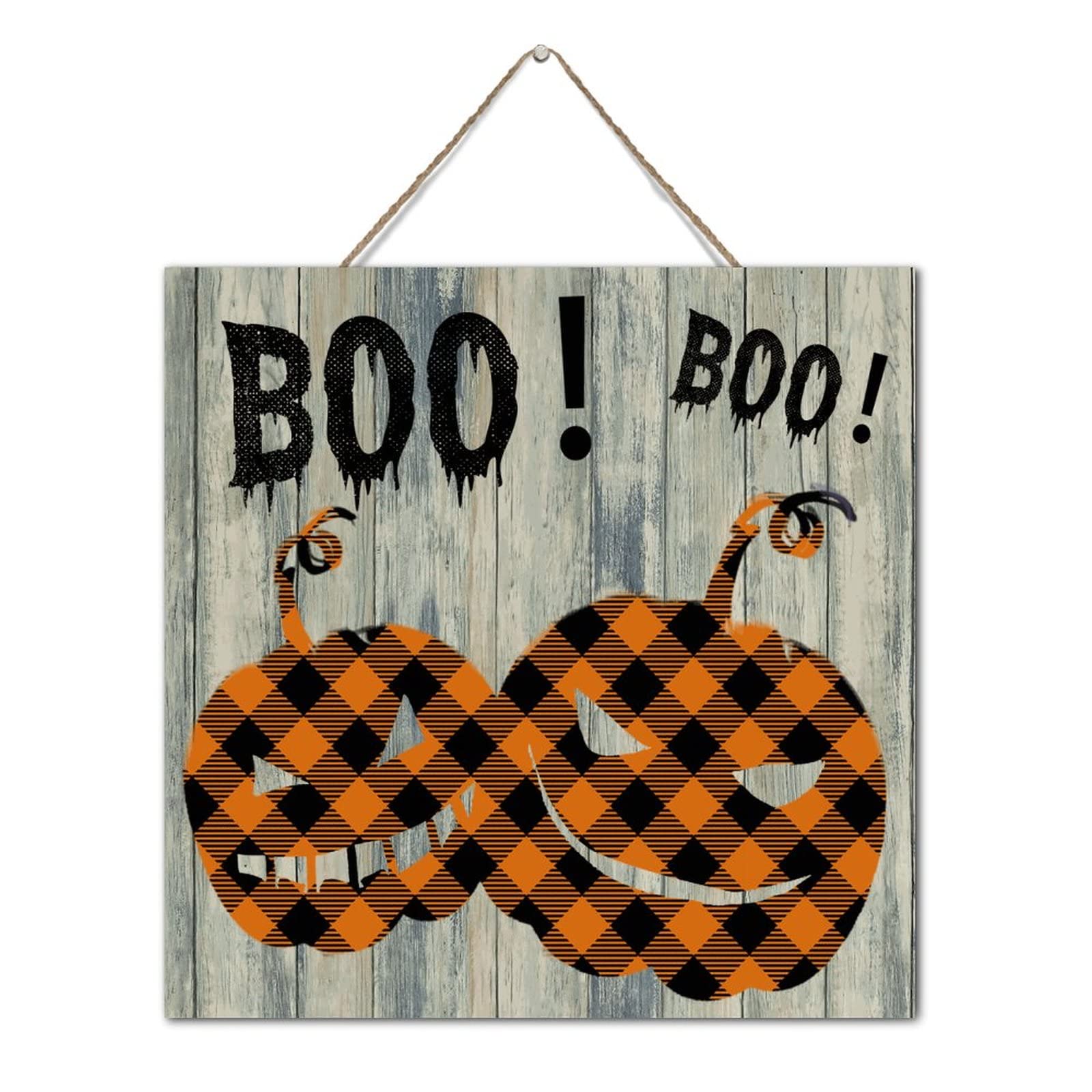 Décoration murale rétro en bois d'Halloween et plaque suspendue 30cm
