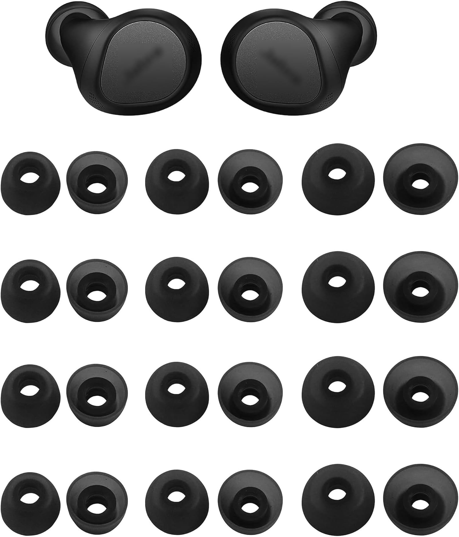 Eartips Compatible with Jabra Elite 65t, 75t, 3, 4, 7, 8, Active 8, Elite 10; 12 Pairs S/M/L Sizes Soft Silicone Tips, Gray