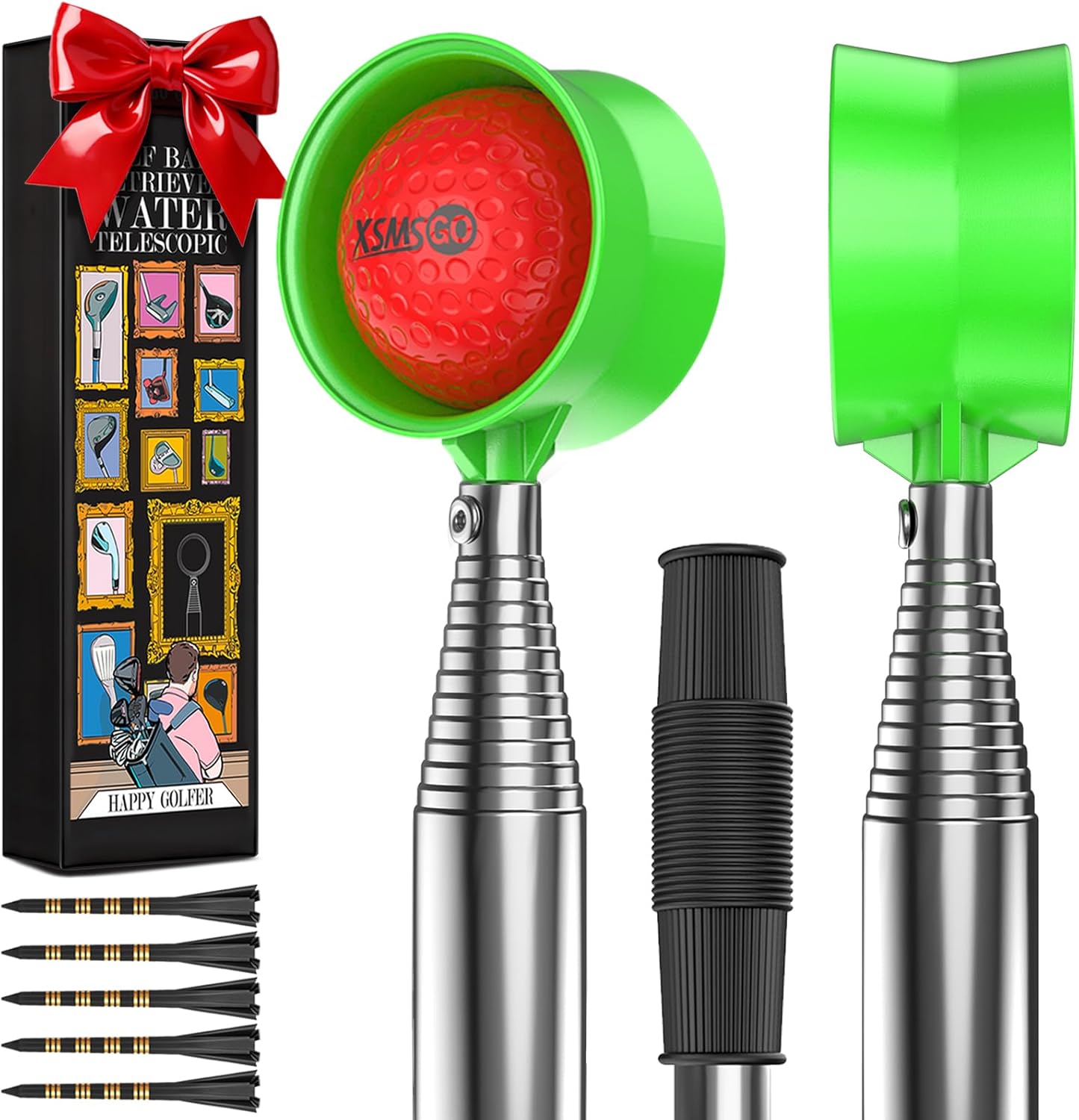 9Ft/12Ft Telescopic Stainless Steel Golf Ball Retriever for Water, High Durability Double Sided Golf Ball Picker Upper, Men's and Women's Golf Accessories Gifts.