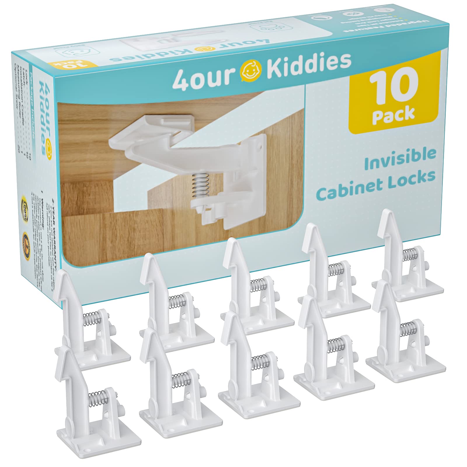 Child Proof Latches, 2022 Upgraded Invisible Child Safety Locks with Extended Hook Arm