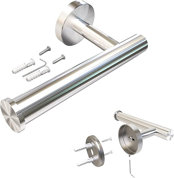 VTriso Chrome Toilet Roll Holder Wall Mounted Hidden Screws Stainless