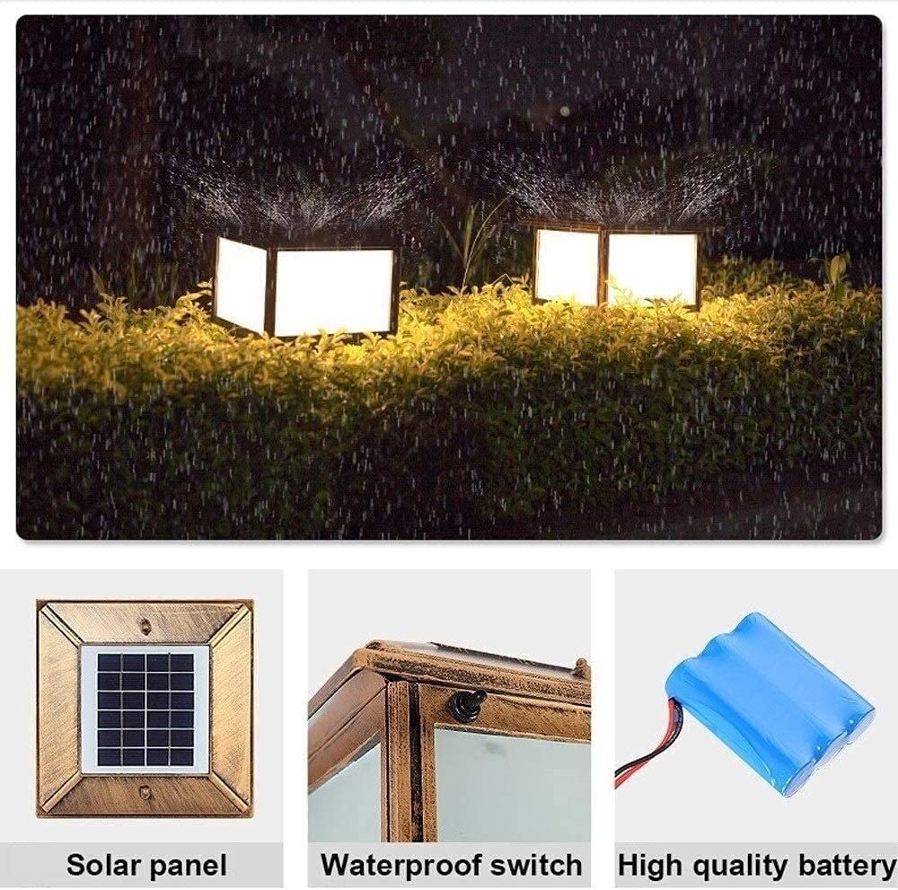 Farol Pie Sobremuro Exterior Lámpara de Pilar Solar Cuadrada Luz de poste impermeable al aire libre Villa de cristal Puerta Paisaje StreetLights Jardín Cubierta Patio Valla Columna Faro ( Color : Zwar