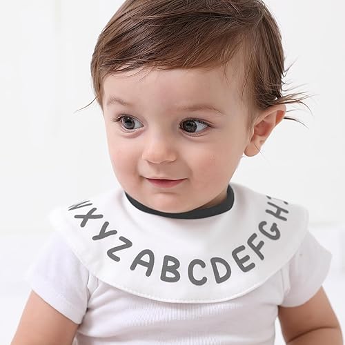 Miniatura 3 de Baberos para bebés para niños y niñas, babero de algodón para bebés, paquete de 6, dentición y babeo, recién nacido, bebé Patrón gris.,Varios