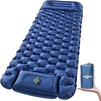 WANNTS Ultralight Inflatable Sleeping Pad with Built-in Foot Pump for Camping Hiking - Compact 75x25", Waterproof, 30oz (Blue)